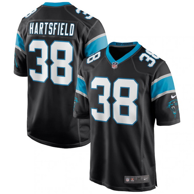 mens nike myles hartsfield black carolina panthers game jersey